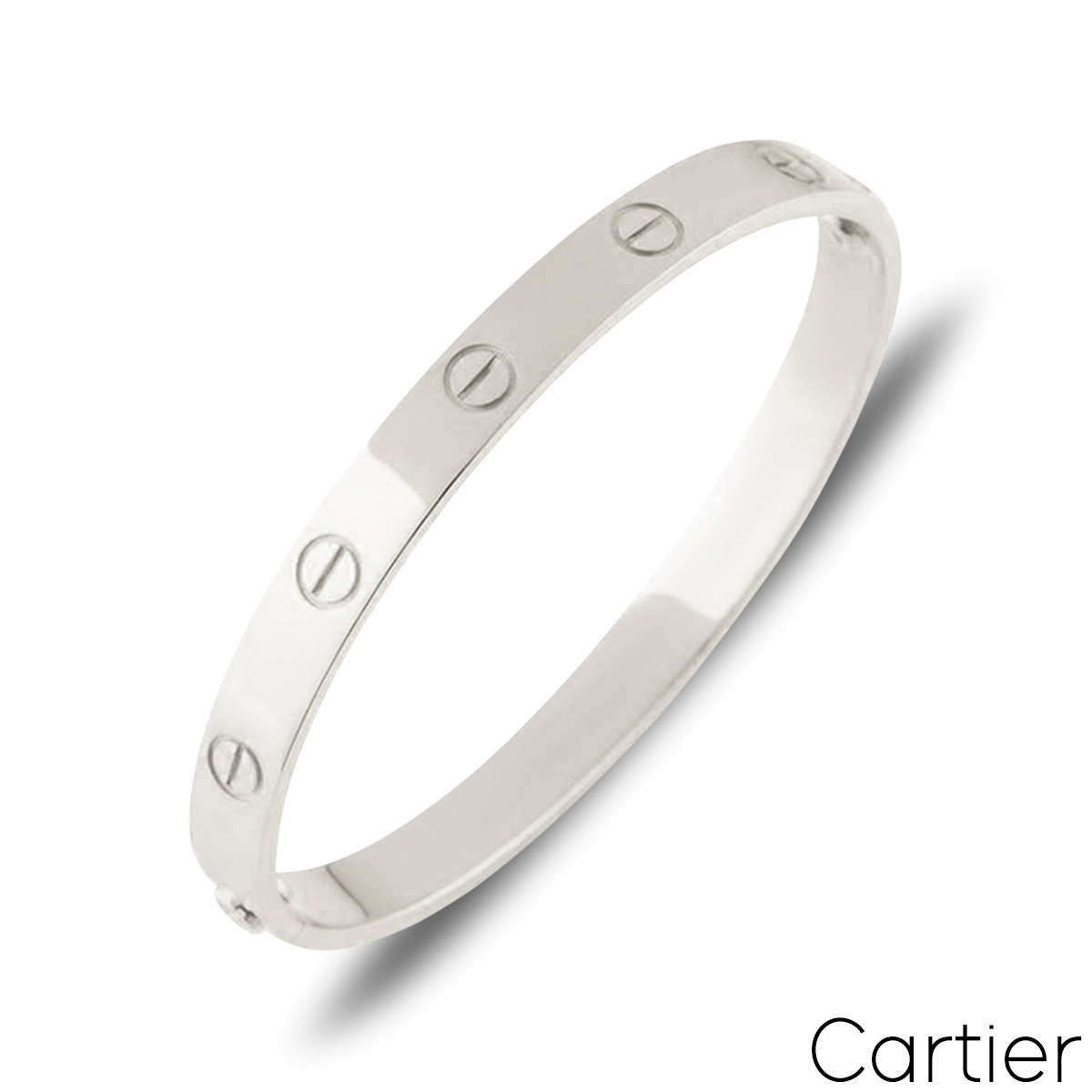 Cartier White Gold Plain Love Bracelet Size 20 B6035420
